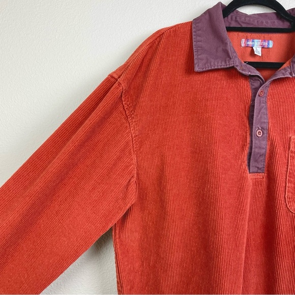 Urban Outfitters Men's Large Teracotta Corduroy Popover Collared Shirt Orange - Picture 8 of 16